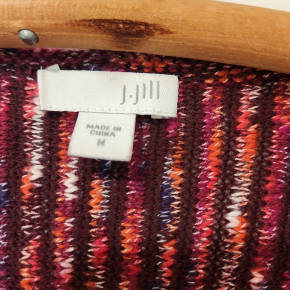 J.Jill Open Front Knitted Cardigan Oversized Front Pockets Multicolor Knit - Picture 9 of 11